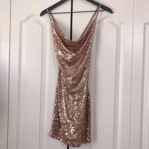 Rose gold sequin cocktail dress